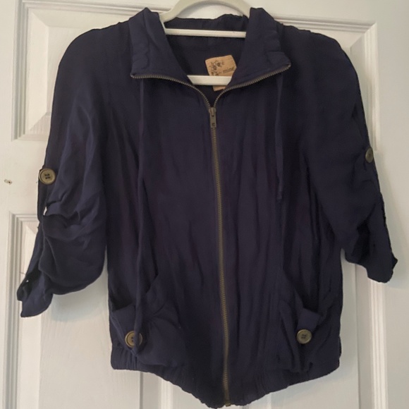 Navy lightweight zip jacket (size large for girls - not women) - Picture 1 of 1